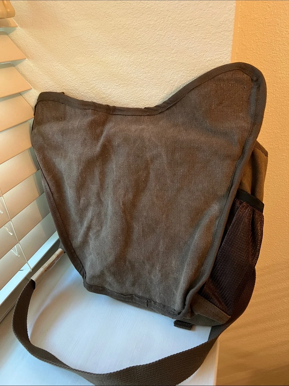 Fox Cargo Cargo Messenger Bag with Brown Leather Trim